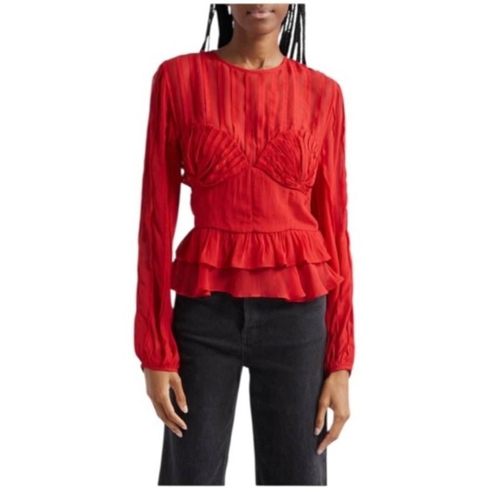 Farm Rio Pleated Shell Blouse in Red